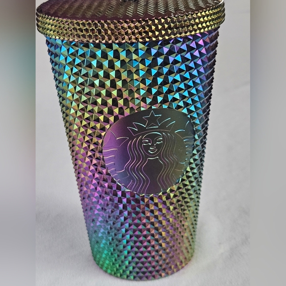 Starbucks Tumbler 16oz Iridescent Prism Oil Slick Ice Coffee Tea Cocoa Smoothie - Picture 2 of 3